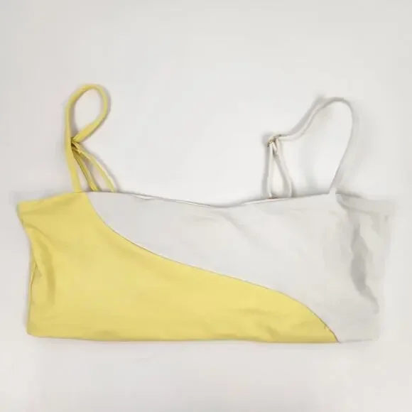 L*Space Ari Bikini Top in Yellow White Size Medium NWT - Picture 3 of 6